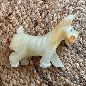 Carved Cream White Onyx Scottie Dog